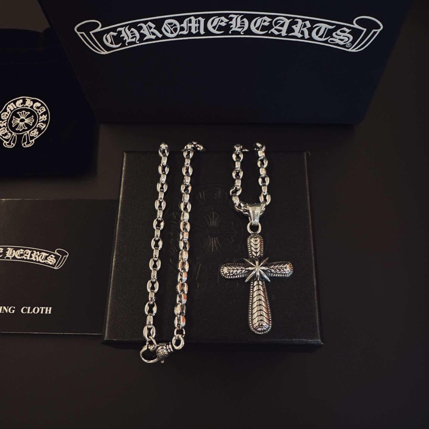 Chrome Hearts Silver Cross Pendant Necklace